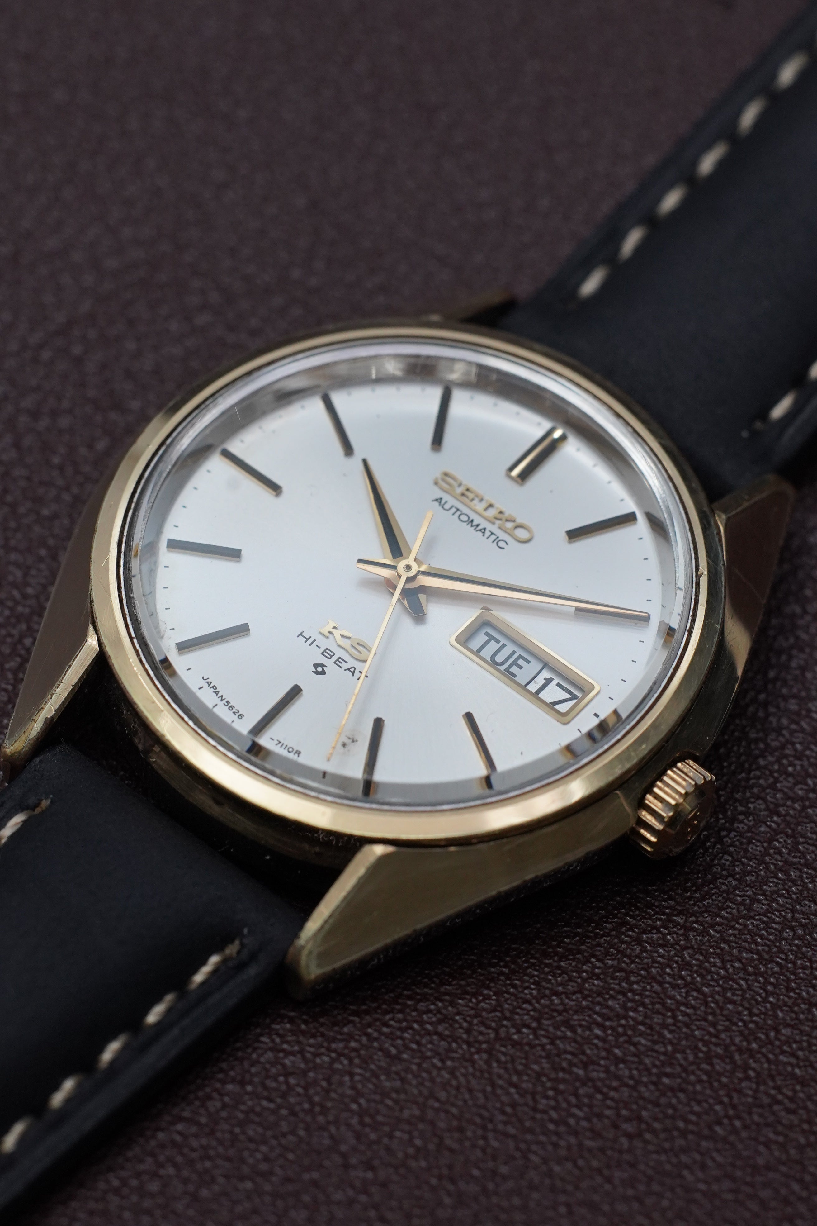 King Seiko 5626-7113 Hi-Beat – Sharp Case – Excellent Gold Plating – Honest Patina