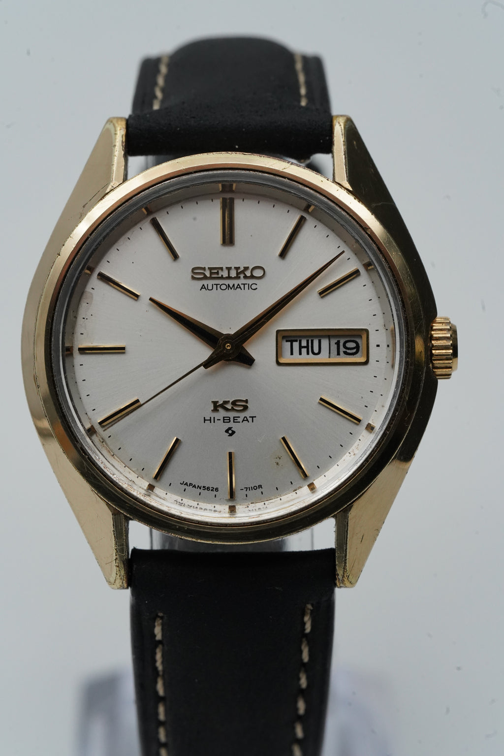 King Seiko 5626-7113 Hi-Beat – Sharp Case – Excellent Gold Plating – Honest Patina